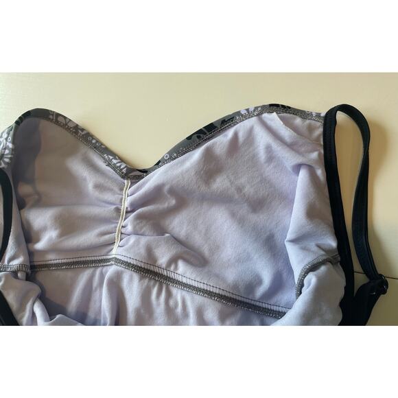 Athleta One Piece Swimsuit Size XL Damask Print Gray Black Lavender - Picture 5 of 10